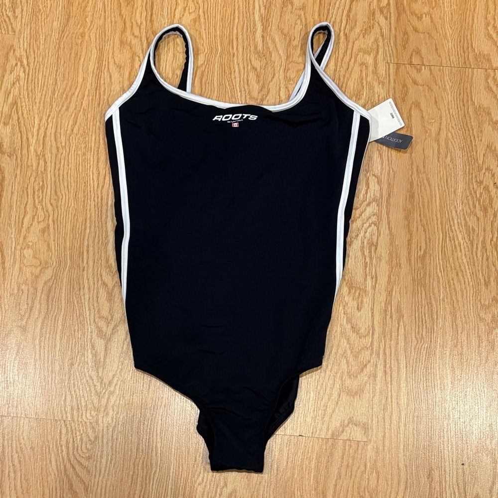 Roots Black Swimsuit with White Accents
